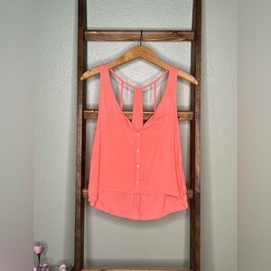 Aeropostale Orange Asymmetrical Sleeveless Tank Top